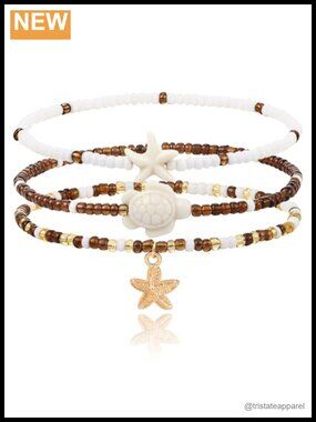 Boho Starfish Seashell Anklet, Beach Vacation Ankle Bracelets for Women Summer